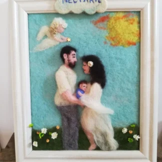 Tablou personalizat din lână pentru botez cu familie