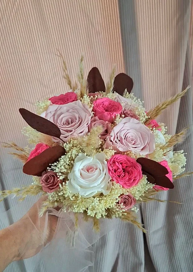 Buchet cununie cu trandafiri roz și fucsia - imagine 2